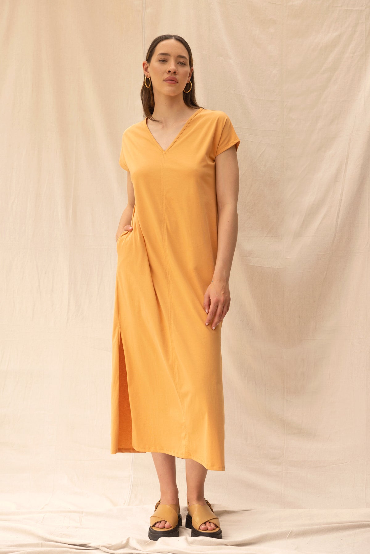 Noah Reversible Dress | Cantaloupe - ReCreate Clothing