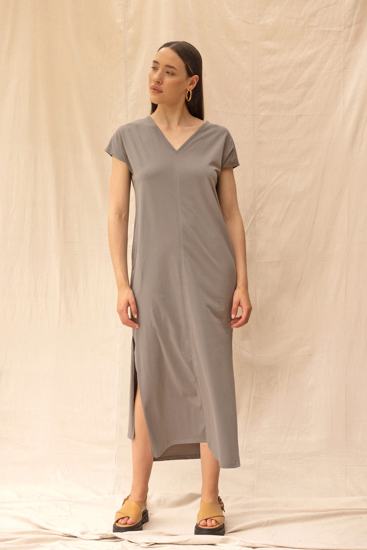 Noah Reversible Dress | Grey Sage - ReCreate Clothing