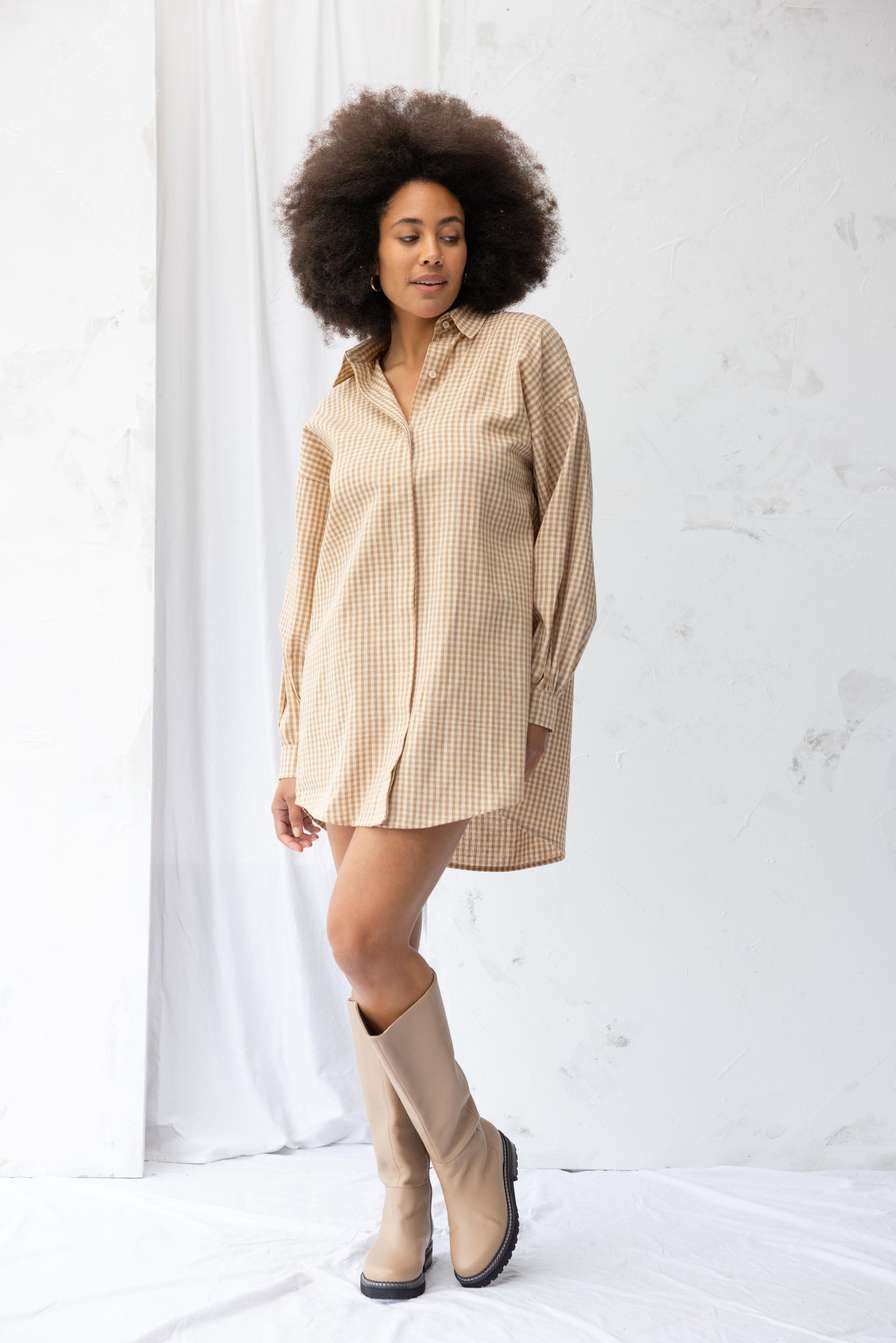 Found Shirt Dress | Brown Gingham - ReCreate Clothing