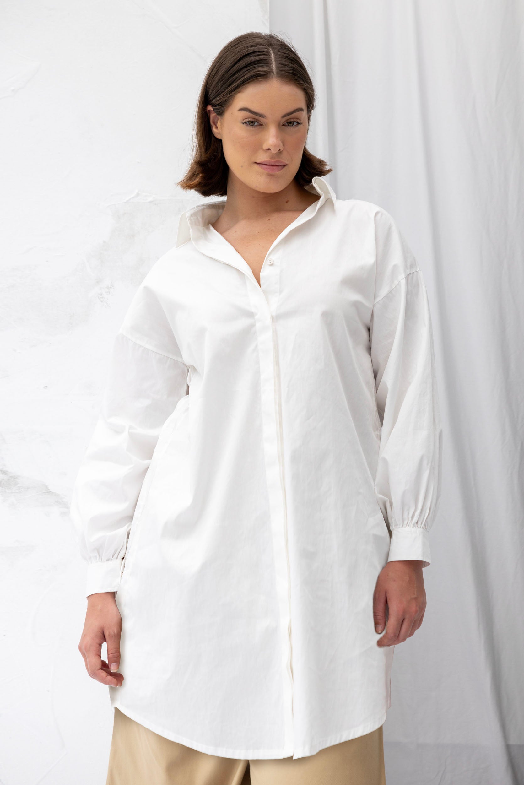 Found Shirt Dress | Chalk - ReCreate Clothing
