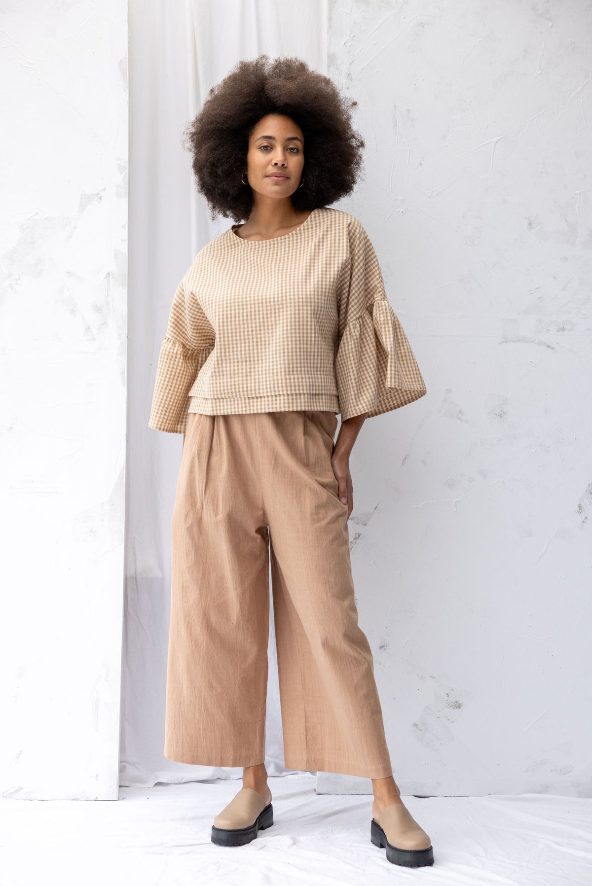 Sunday Top | Brown Gingham - ReCreate Clothing