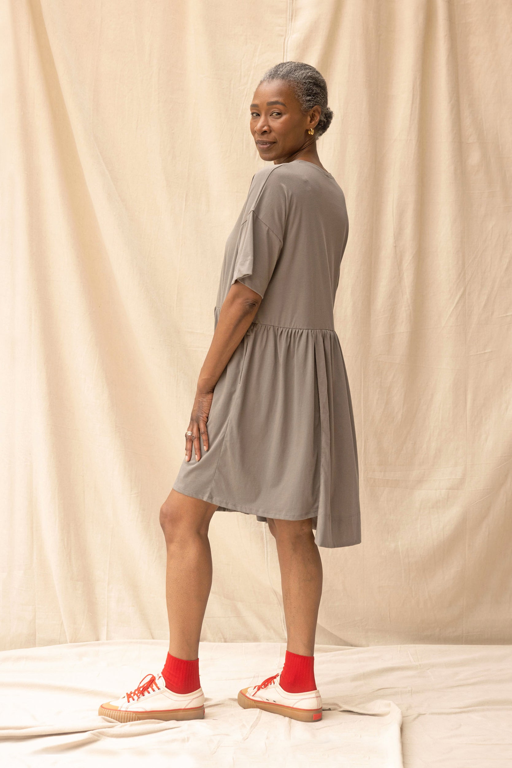 Hobby Dress | Grey Sage - ReCreate Clothing
