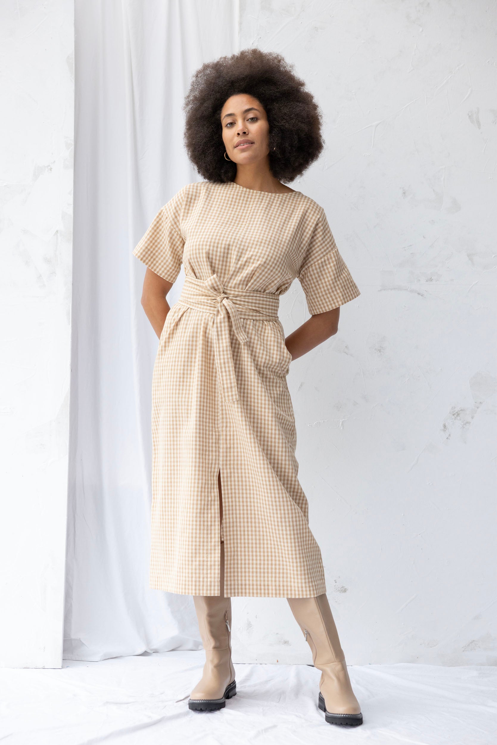 Array Dress | Brown Gingham - ReCreate Clothing