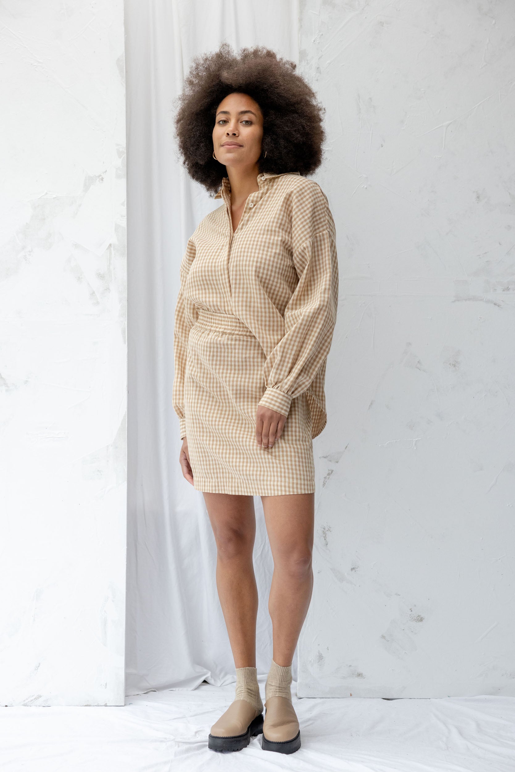 Ensemble Skirt | Brown Gingham - ReCreate Clothing