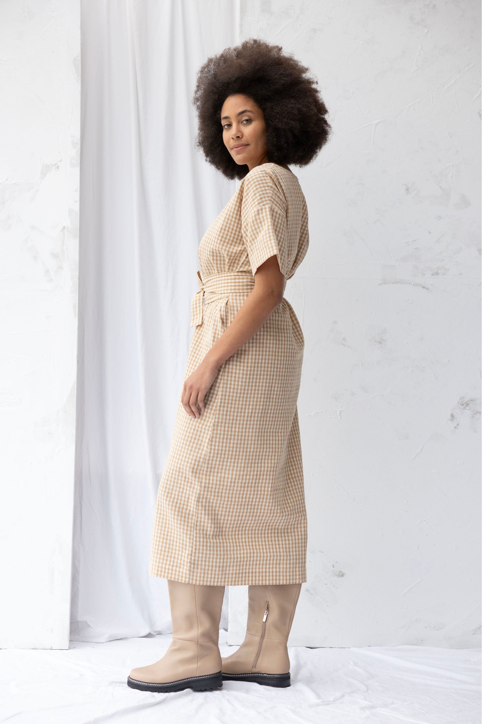 Array Dress | Brown Gingham - ReCreate Clothing