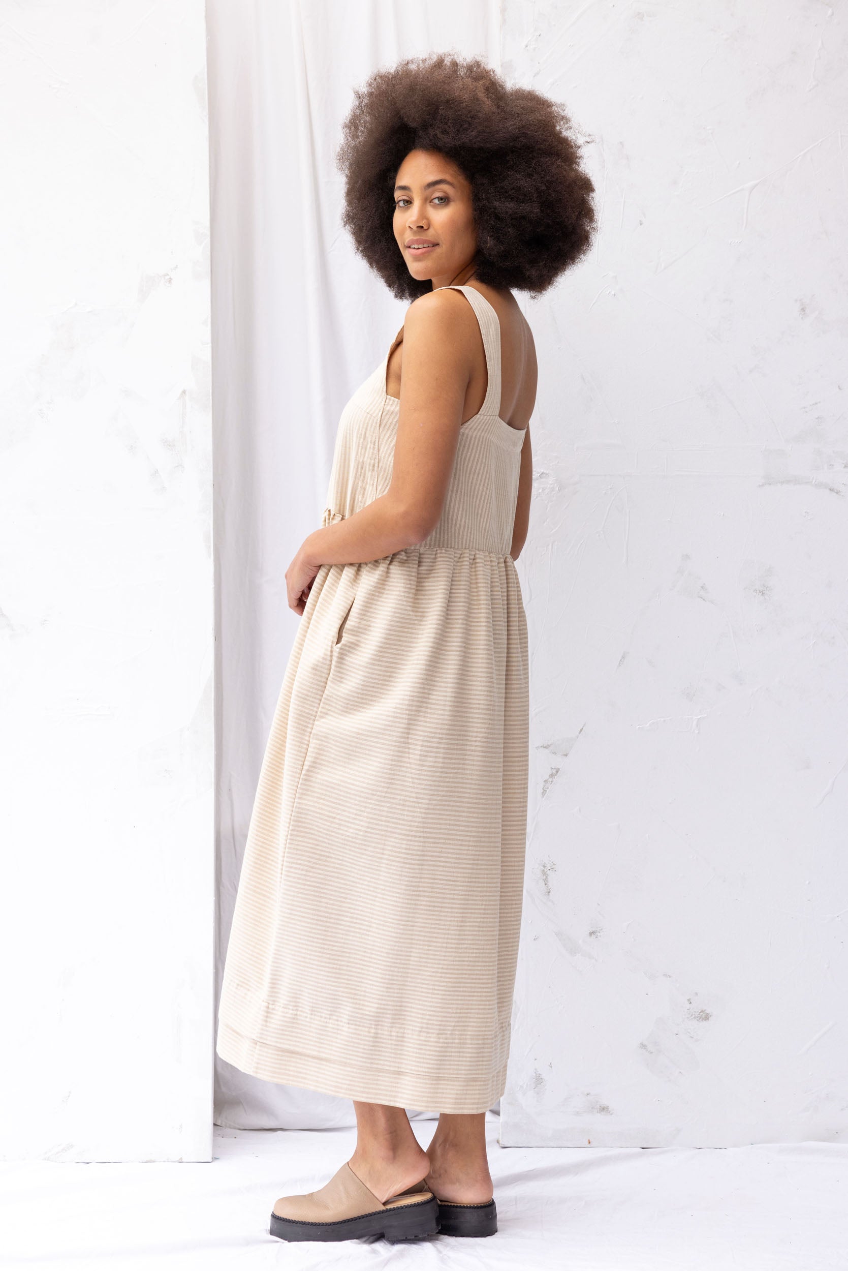 Ash Dress | Cream Stripe - ReCreate Clothing