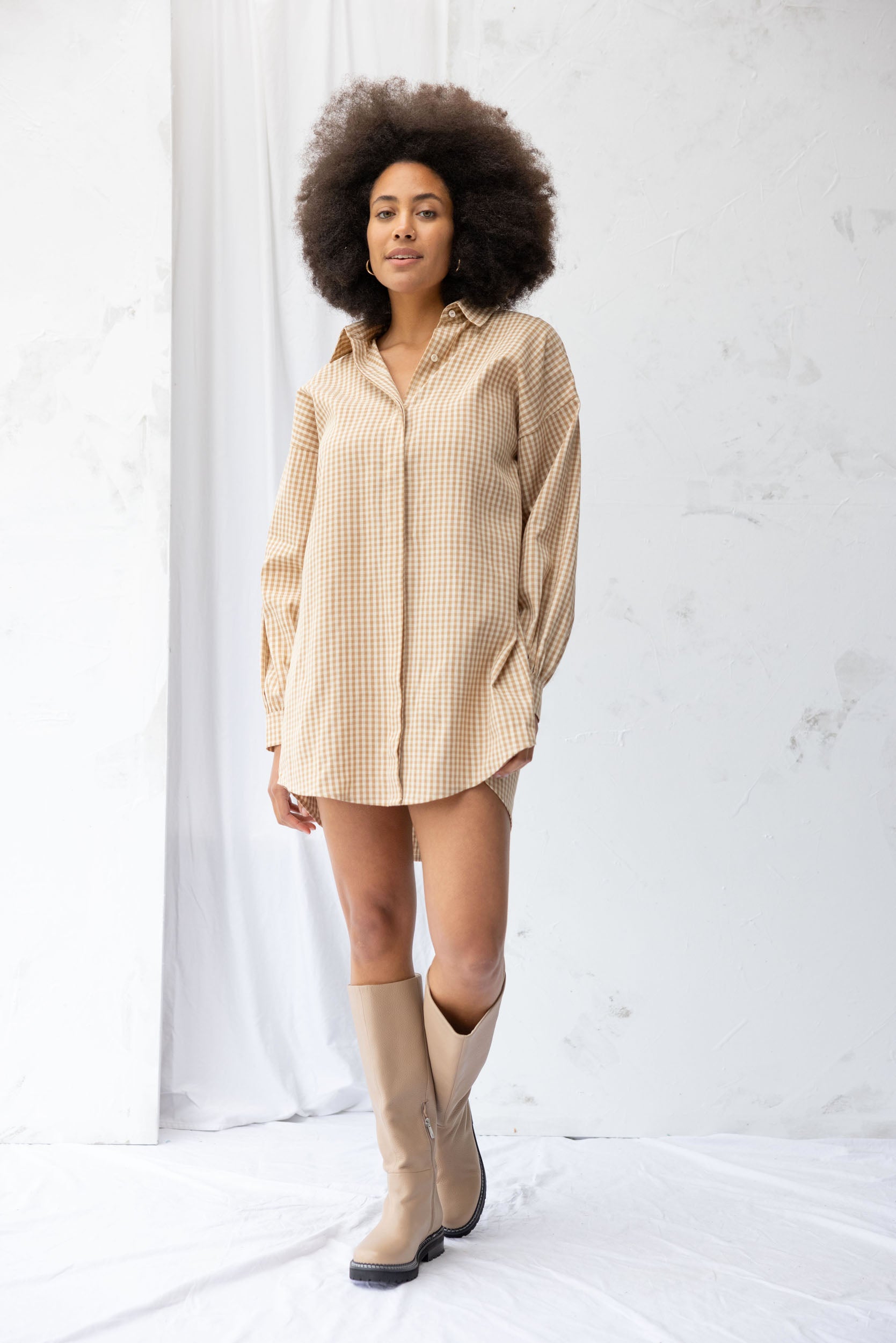 Found Shirt Dress | Brown Gingham - ReCreate Clothing