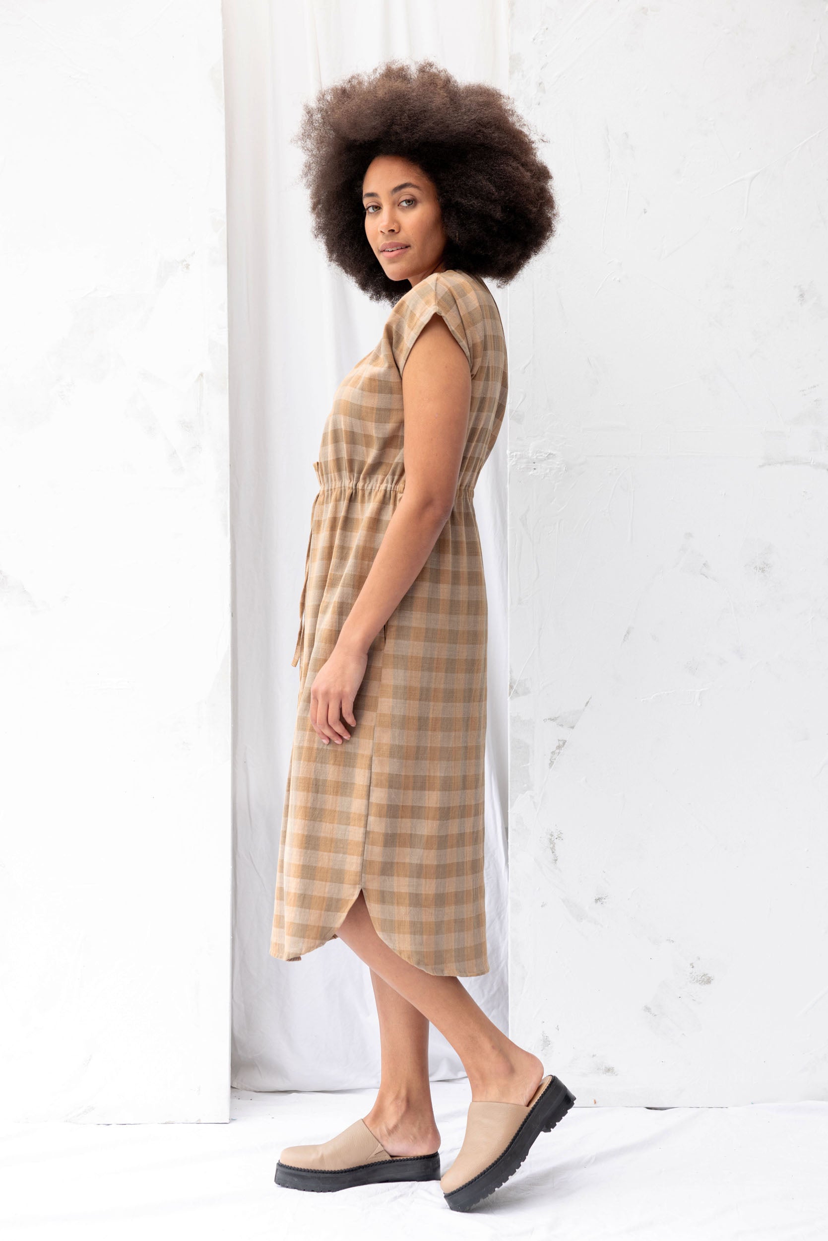 Remmy Dress | Earth Check - ReCreate Clothing