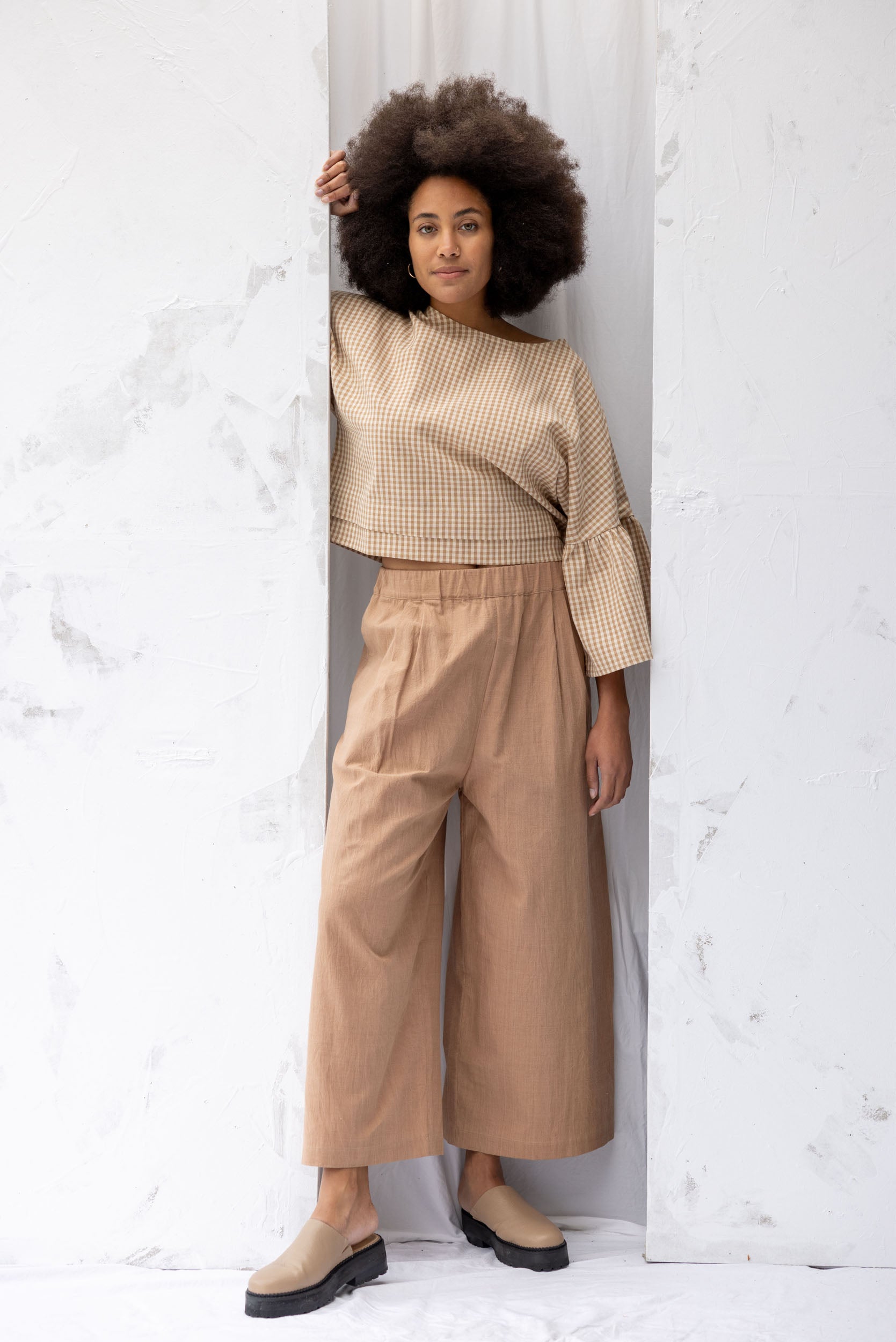 Sunday Top | Brown Gingham - ReCreate Clothing