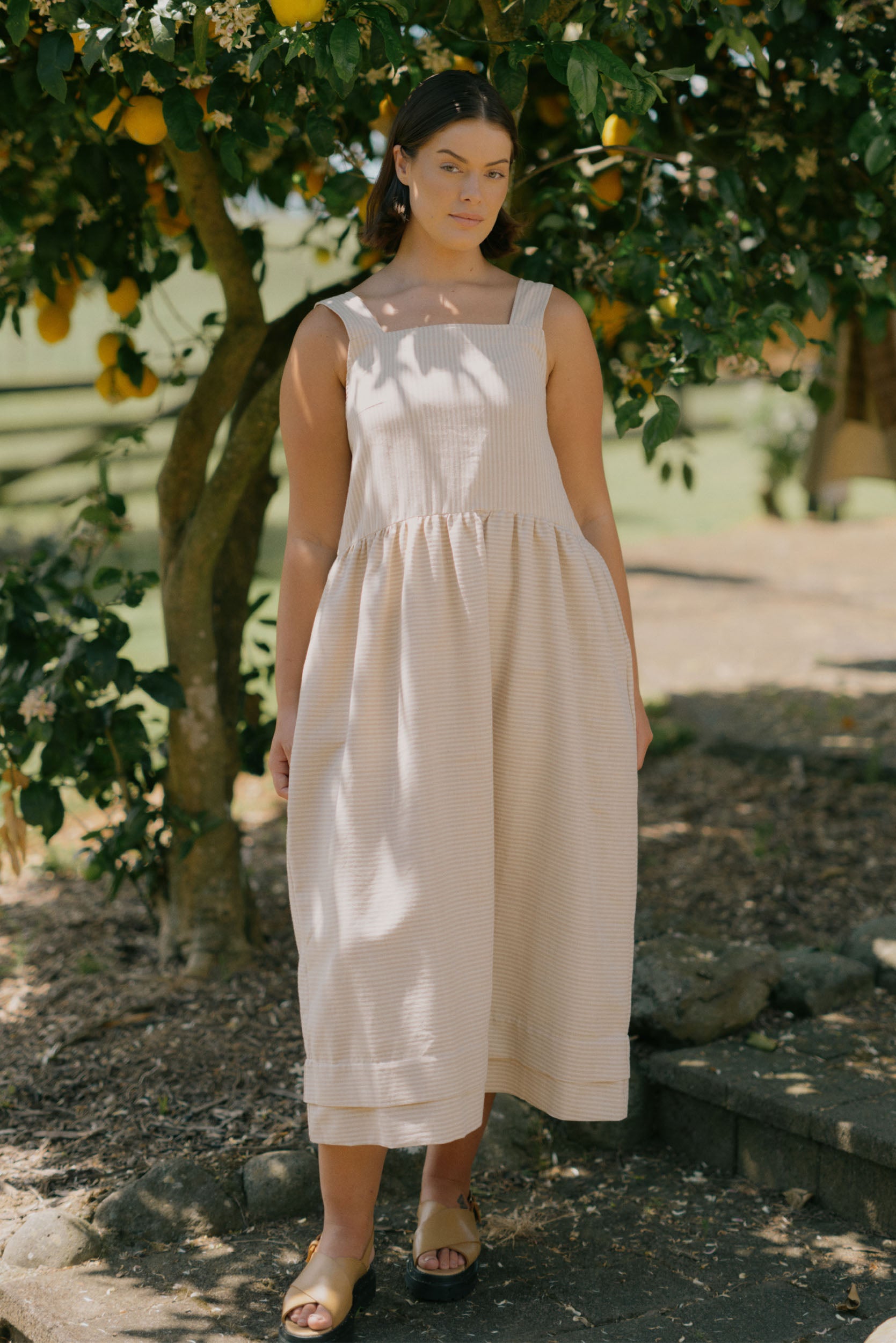 Ash Dress | Cream Stripe - ReCreate Clothing