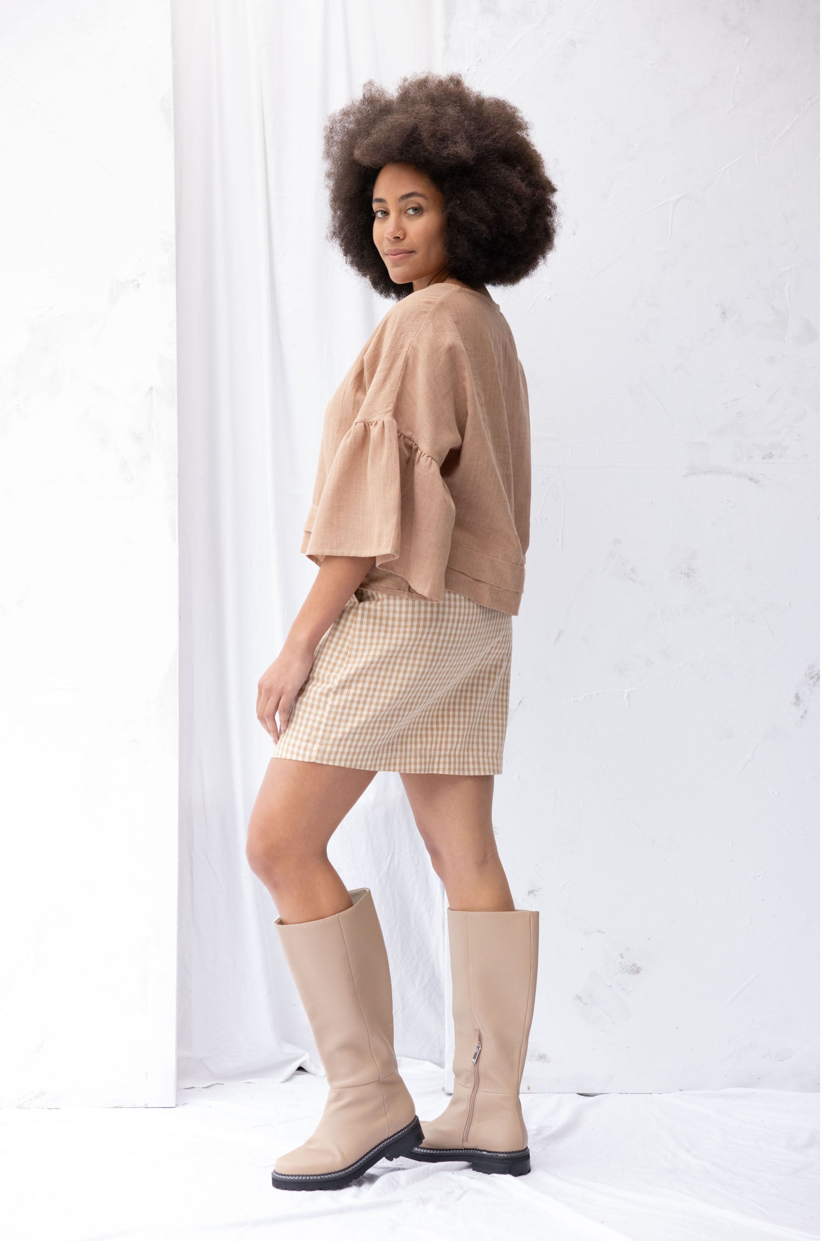 Ensemble Skirt | Brown Gingham - ReCreate Clothing