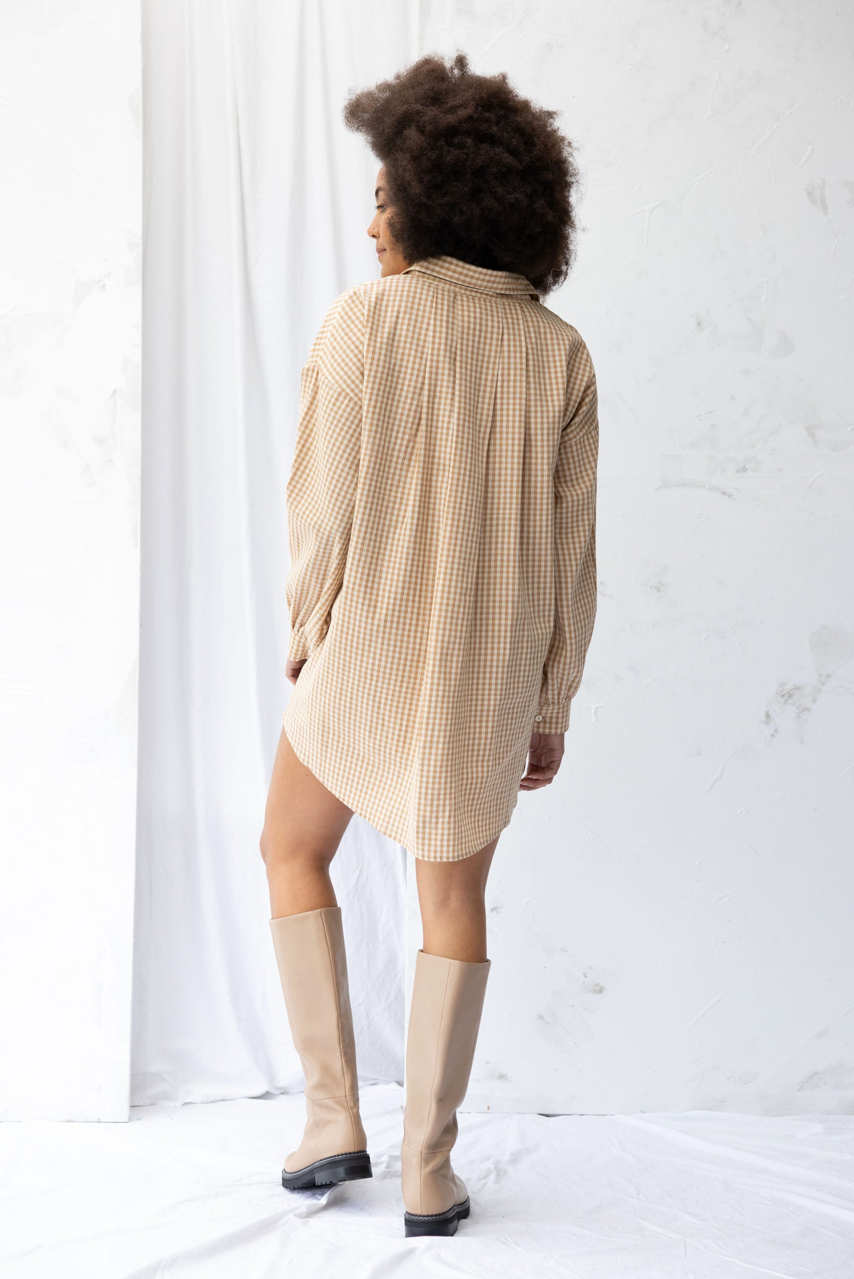 Found Shirt Dress | Brown Gingham - ReCreate Clothing