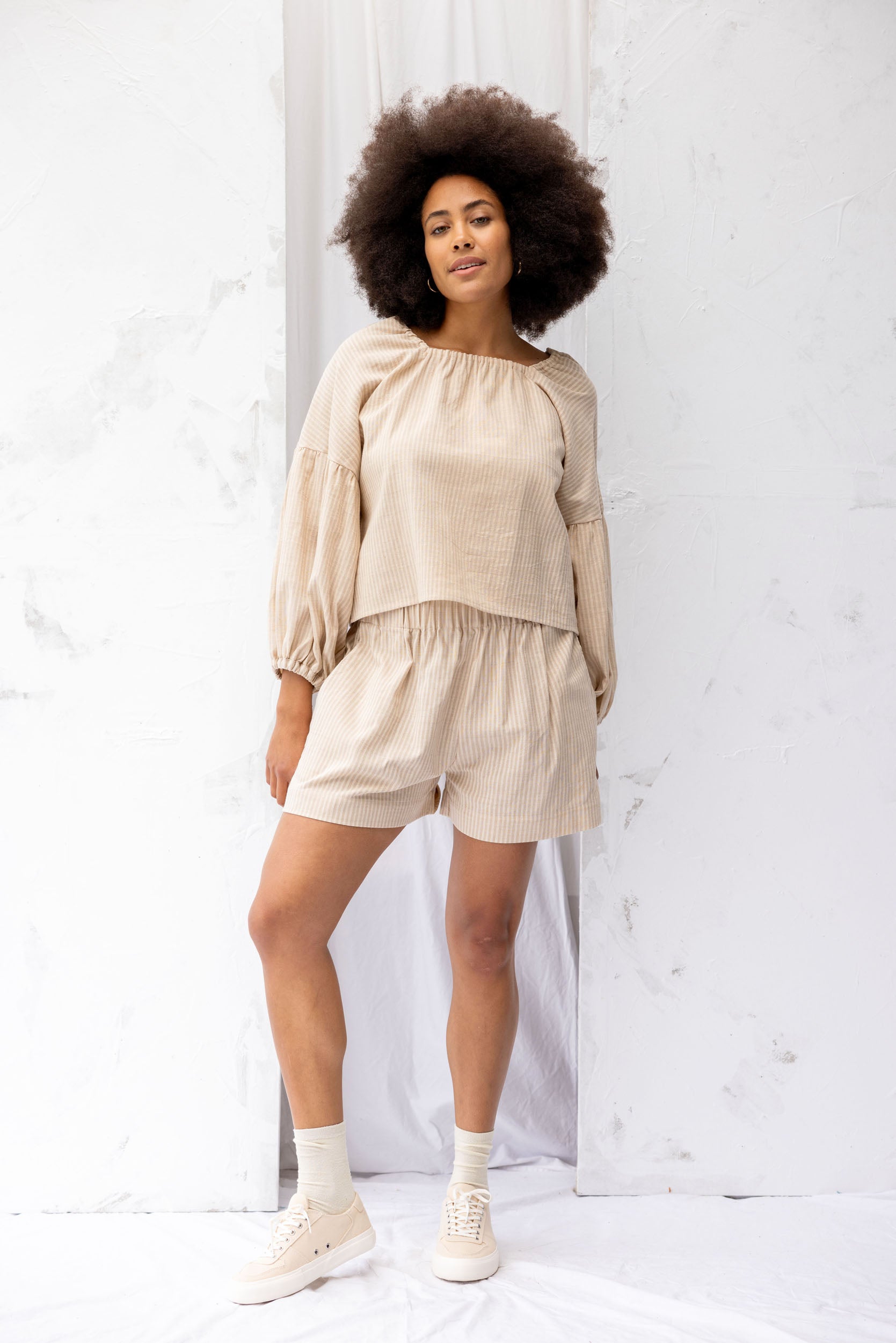 Mahina Top | Cream Stripe - ReCreate Clothing