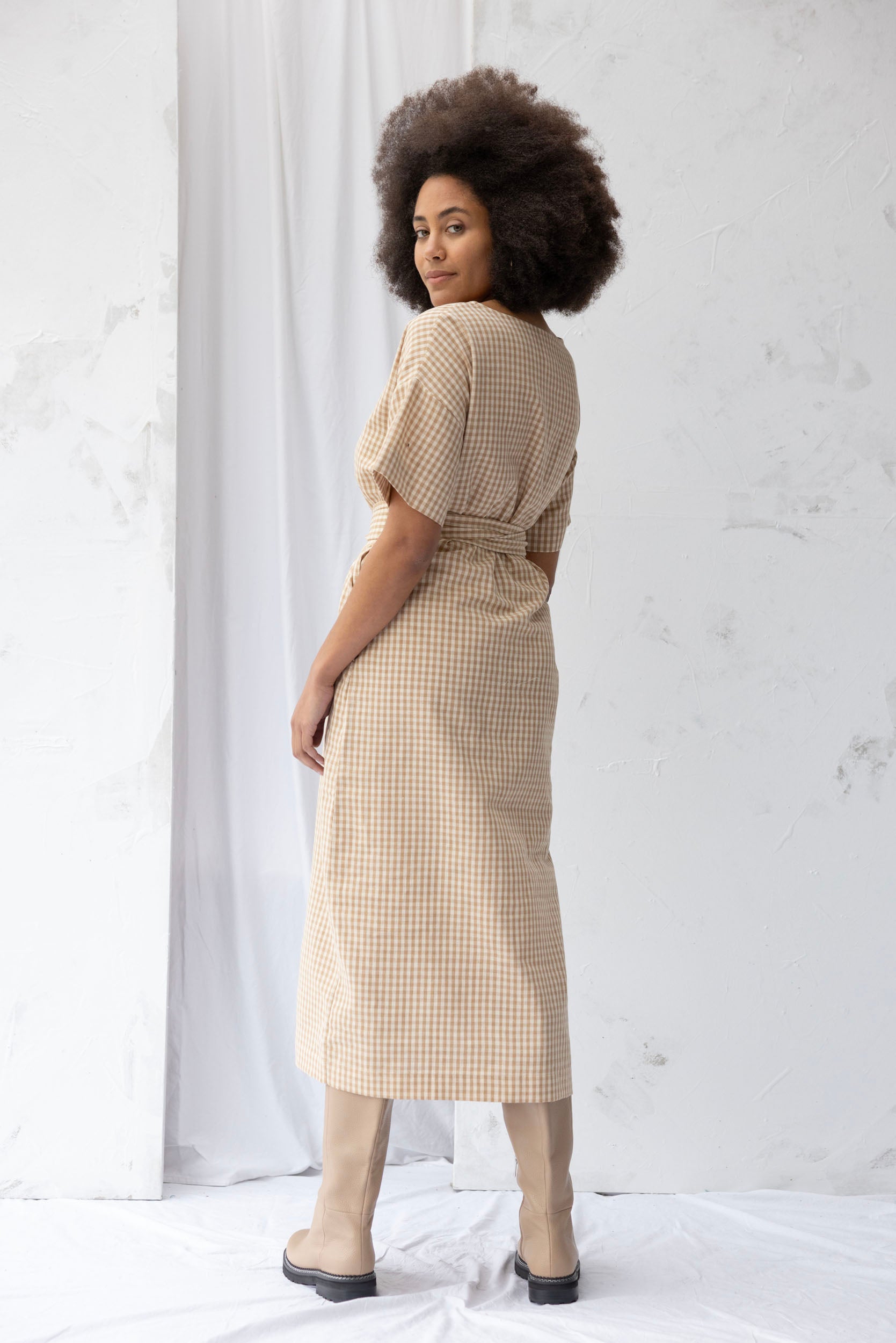 Array Dress | Brown Gingham - ReCreate Clothing