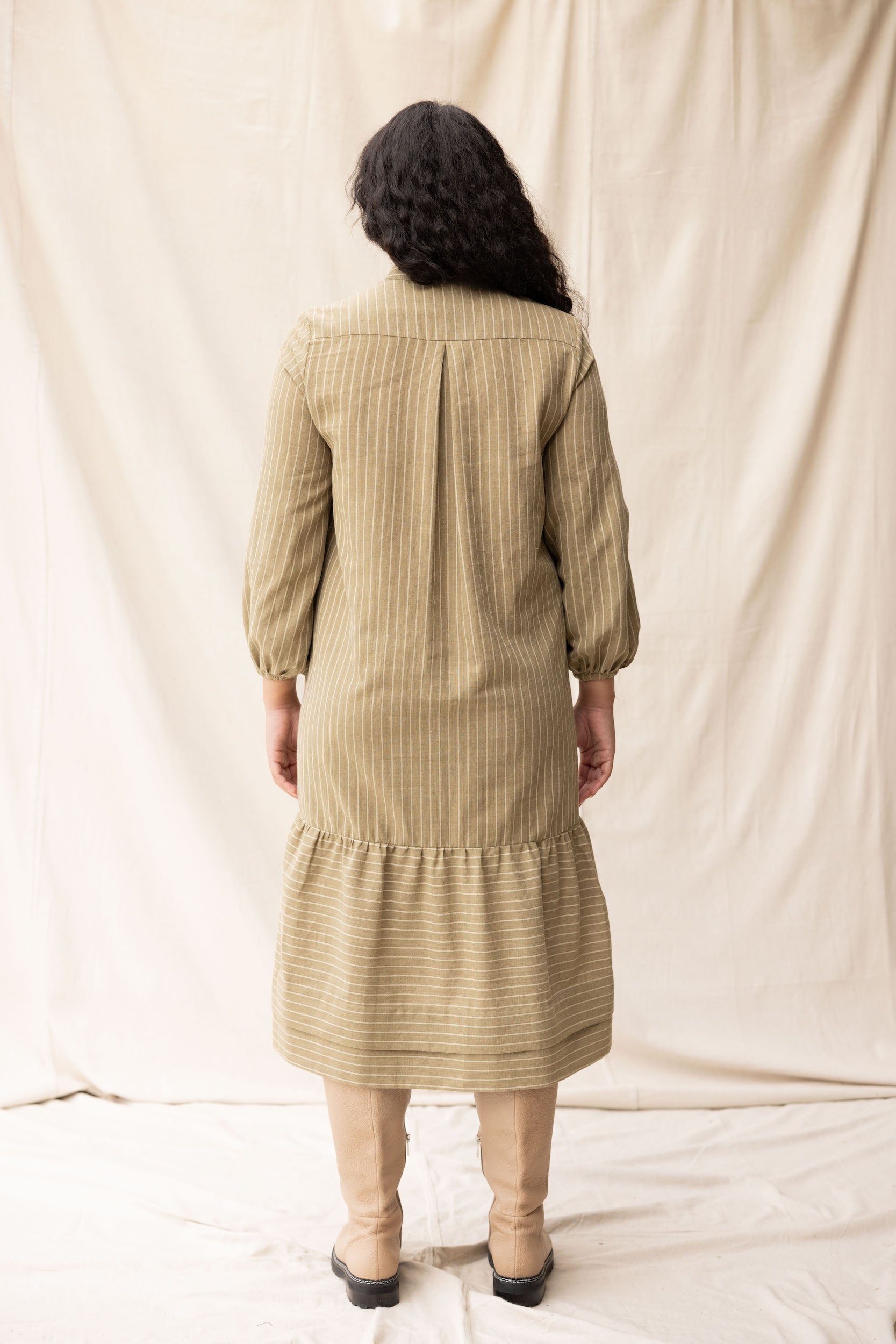 Camille Dress | Moss Stripe - ReCreate Clothing