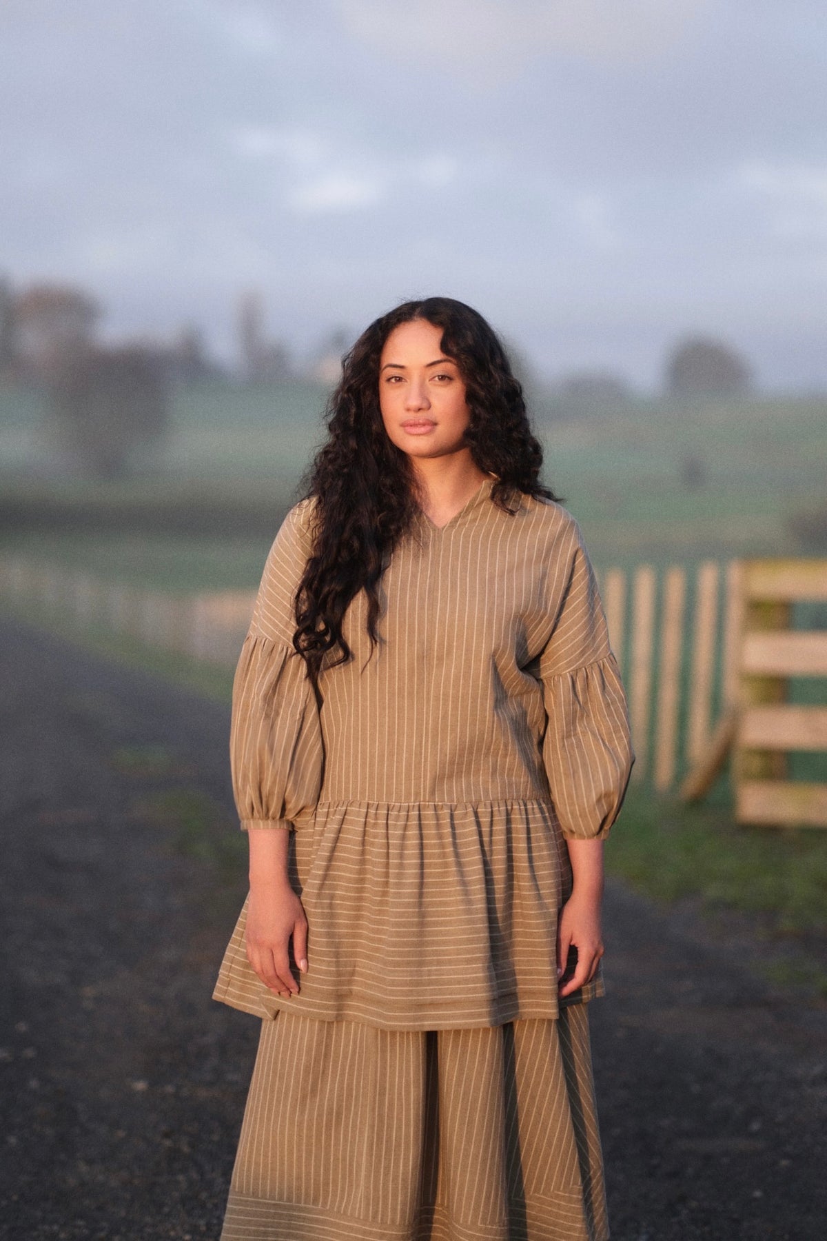 Hart Dress | Moss Stripe - ReCreate Clothing