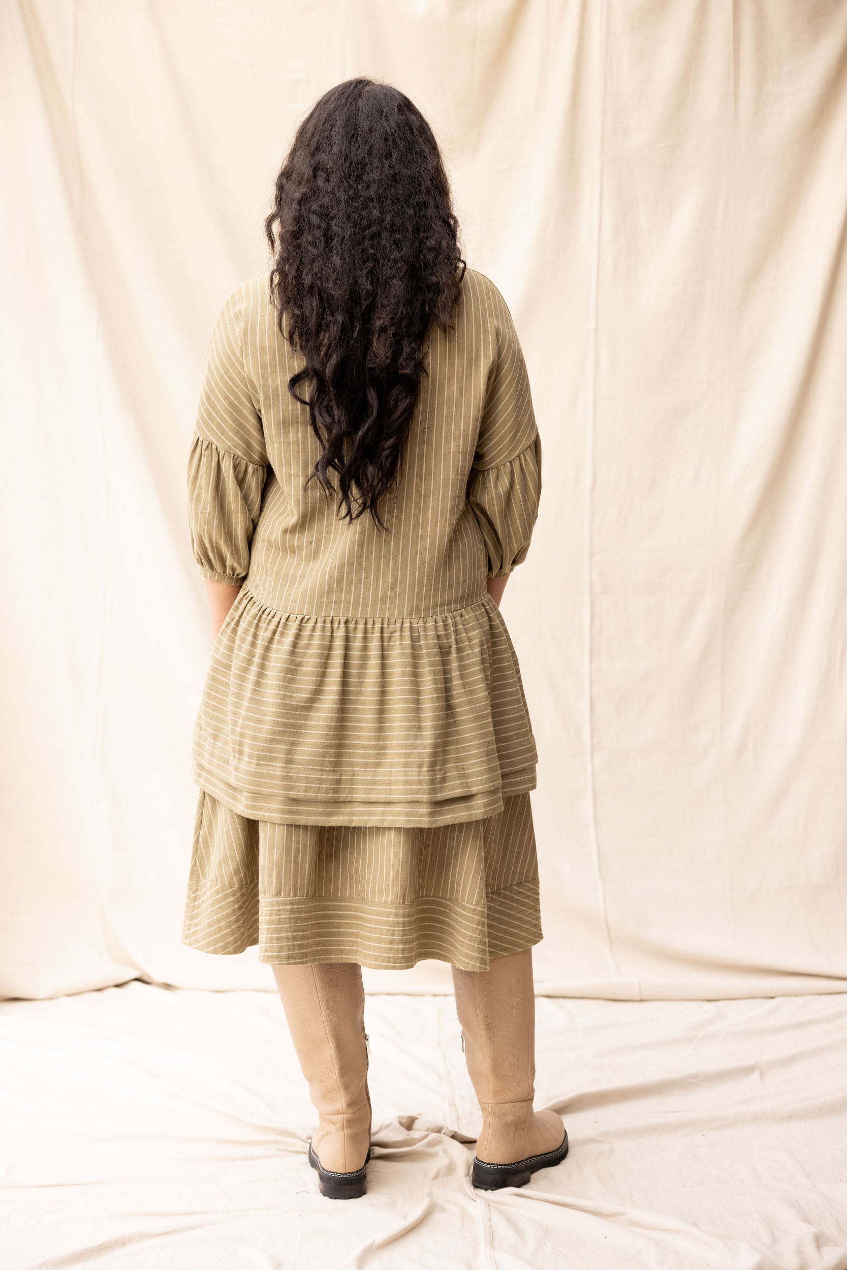 Hart Dress | Moss Stripe - ReCreate Clothing
