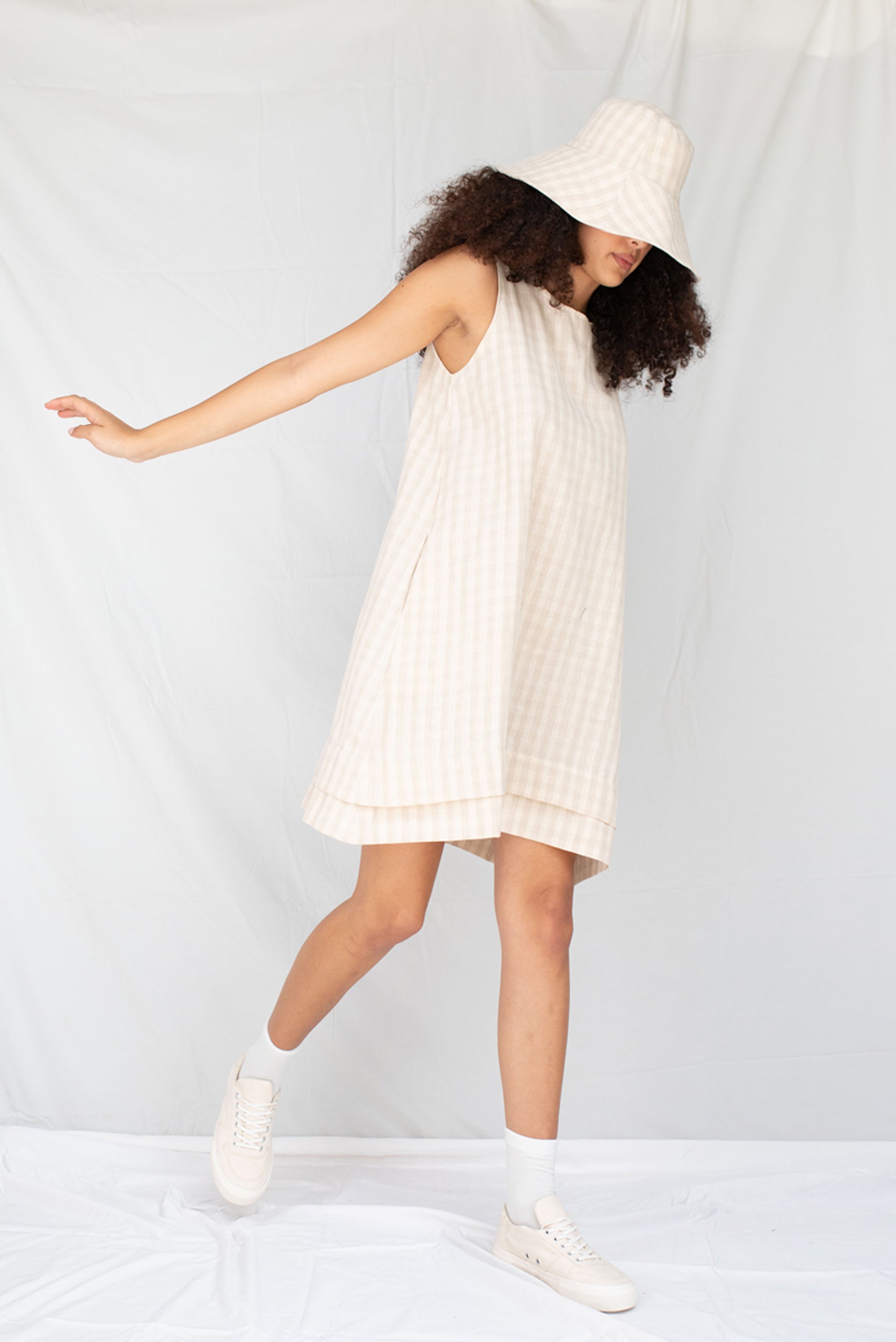 Contour Dress | Natural Gingham (XS/S/L only) - ReCreate Clothing