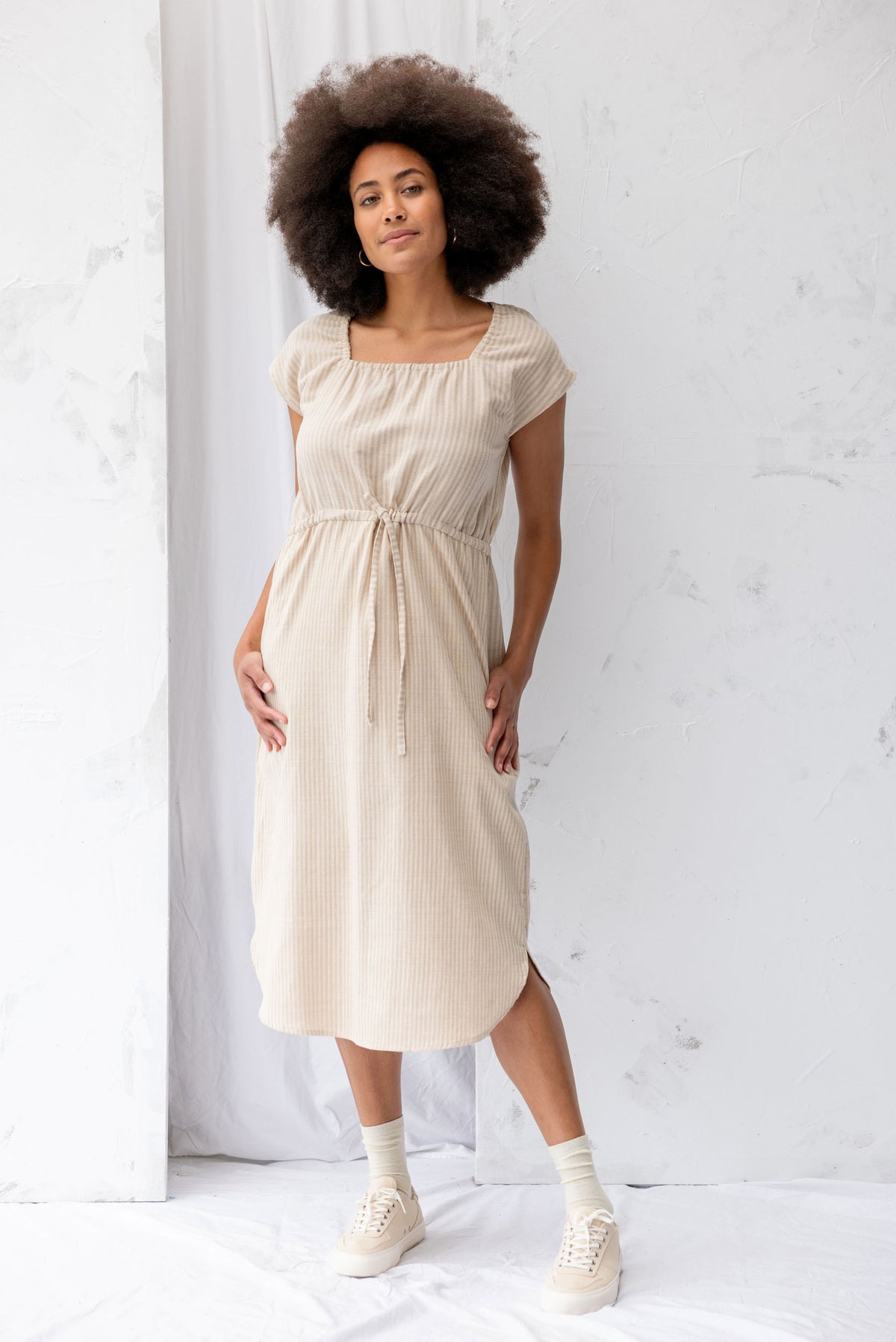 Remmy Dress | Cream Stripe - ReCreate Clothing