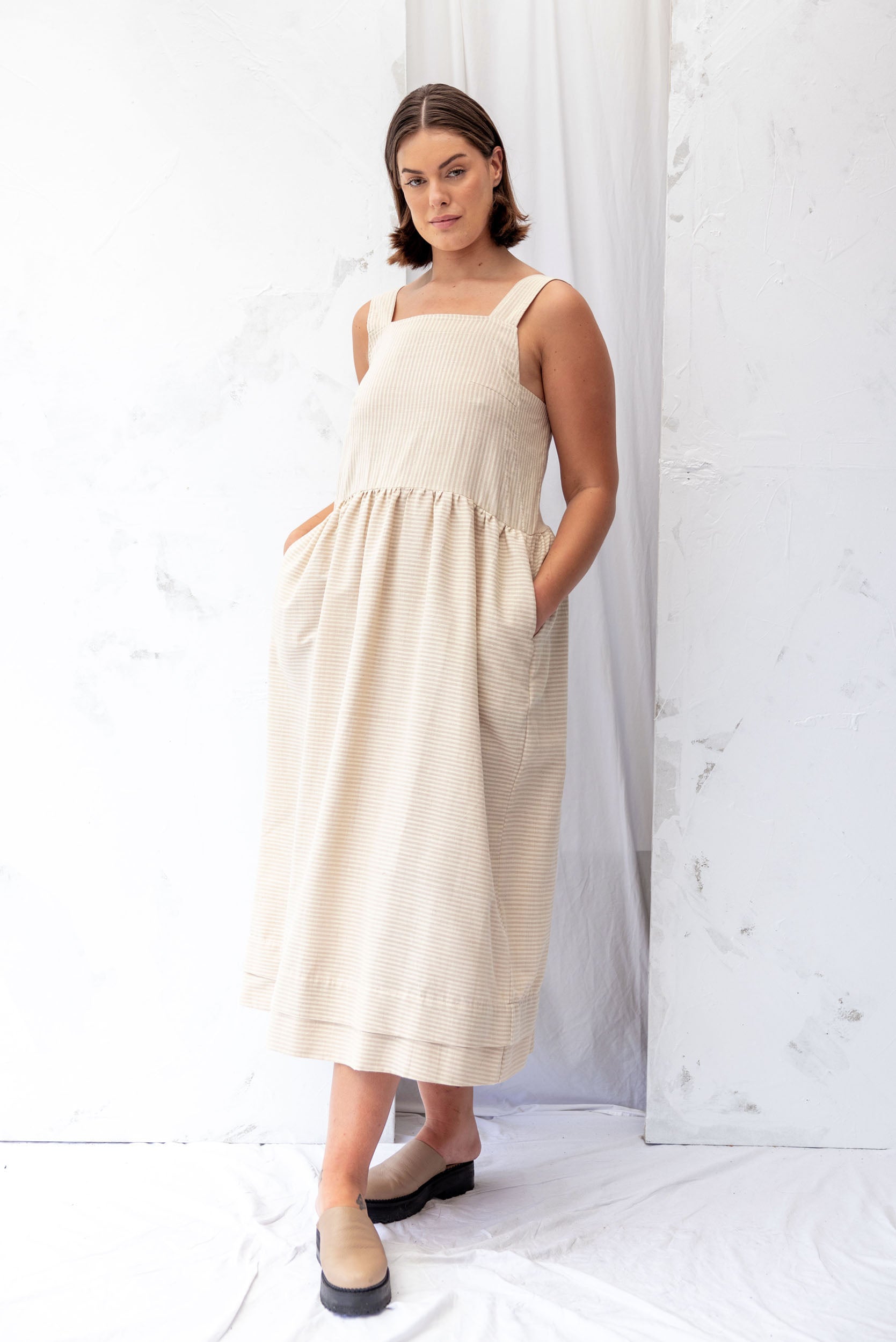 Ash Dress | Cream Stripe - ReCreate Clothing