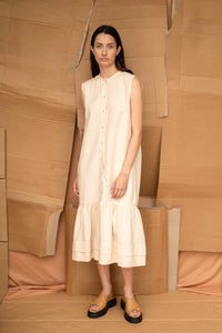 Cilou Dress | Natural Stripe | M - ReCreate Clothing