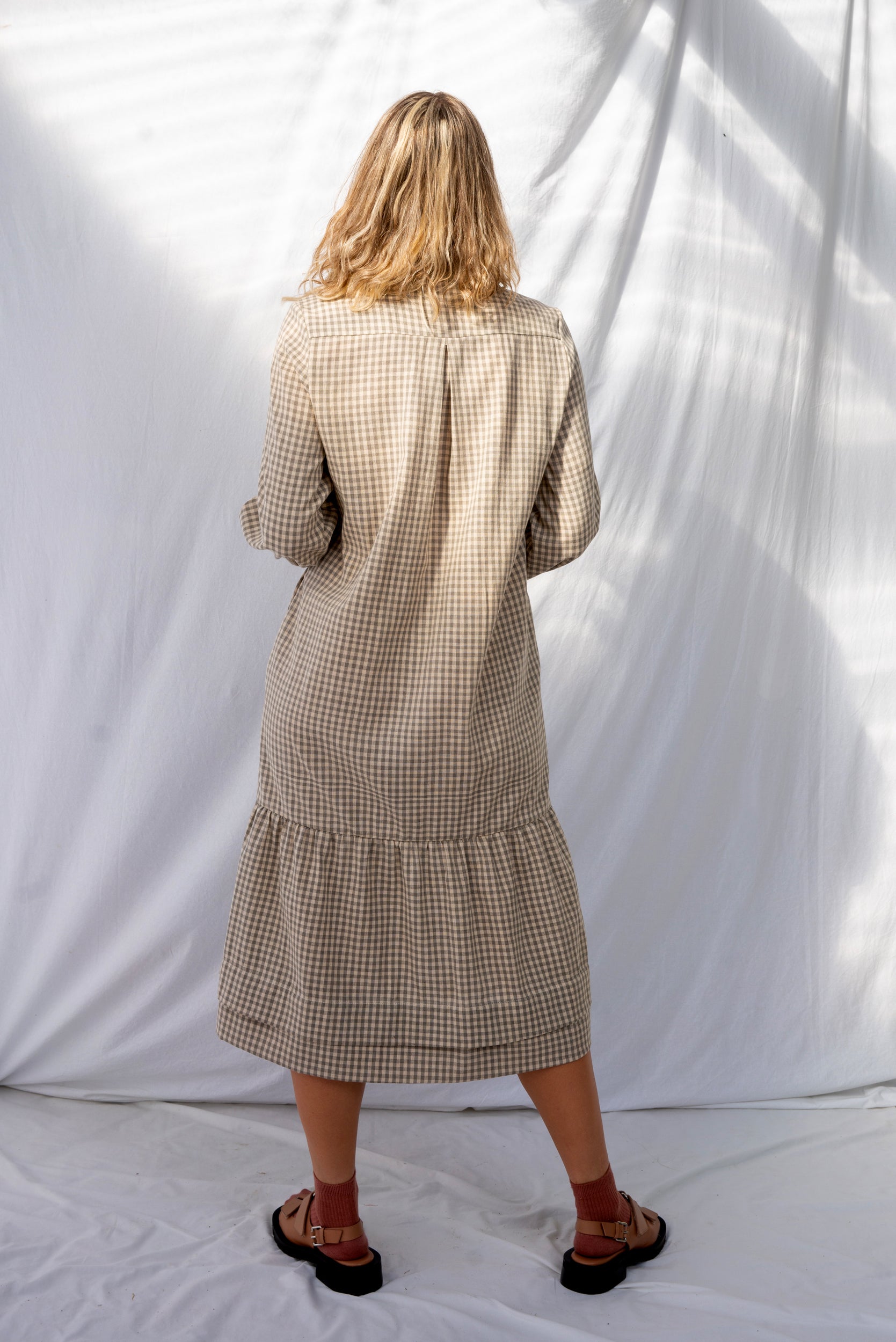 Camille Dress | Grey Gingham | XL - ReCreate Clothing