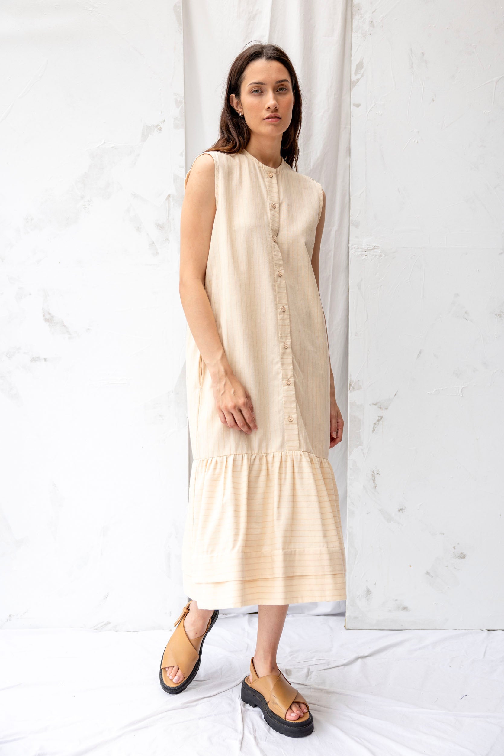 Cilou Dress | Natural Stripe | M - ReCreate Clothing