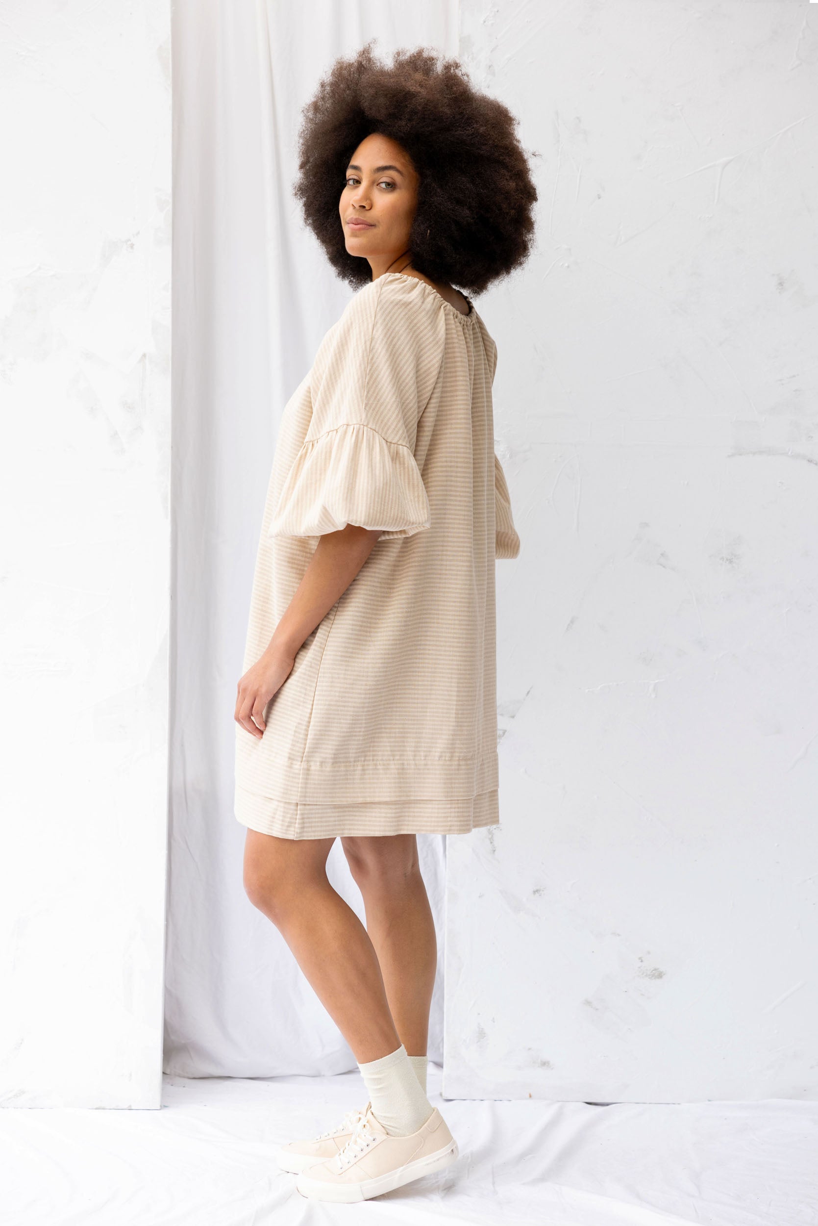 Mahina Dress | Cream Stripe - ReCreate Clothing