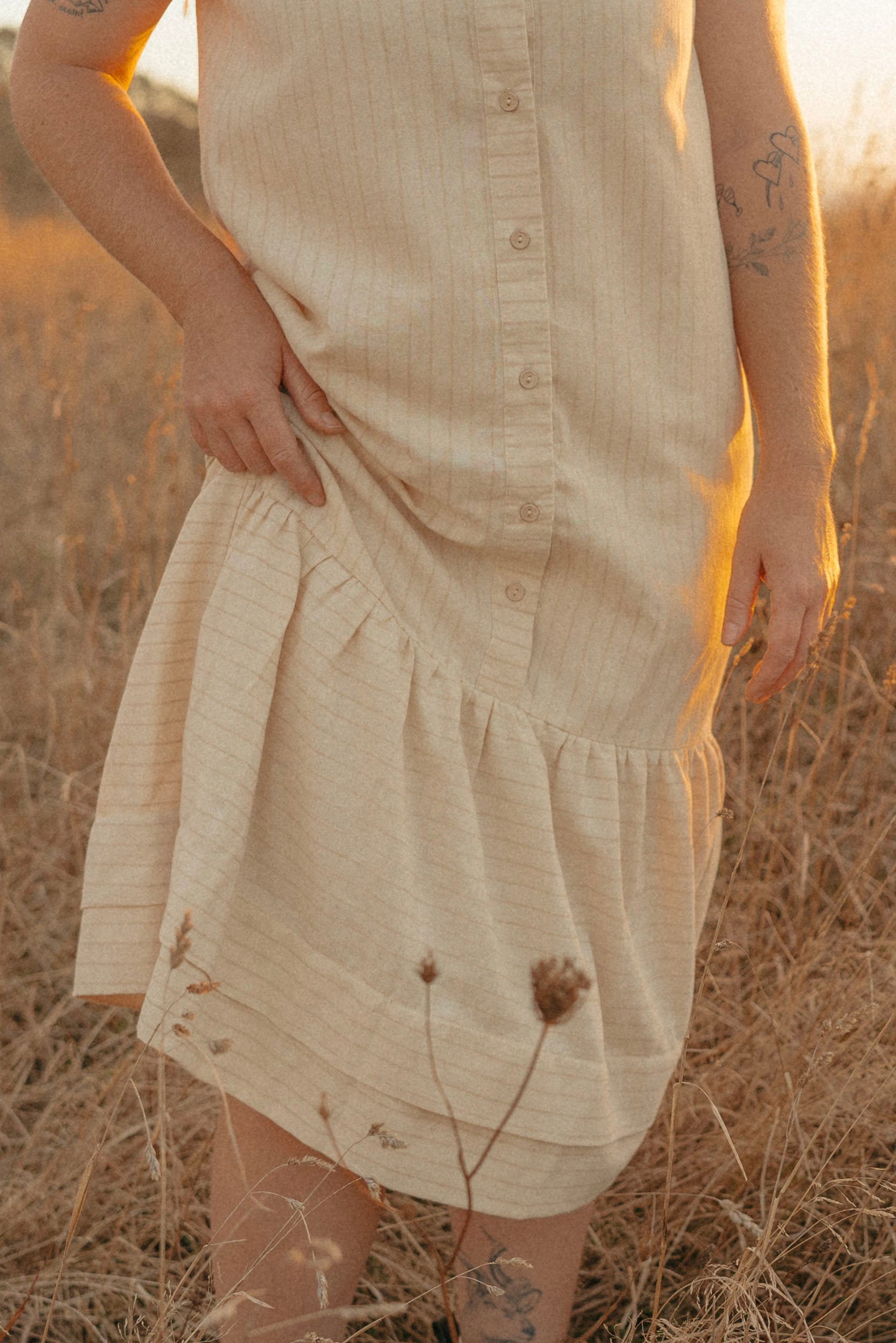 Cilou Dress | Natural Stripe | M - ReCreate Clothing