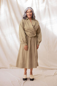 Boxy Shirt | Moss Stripe | S - ReCreate Clothing