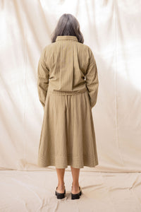 Boxy Shirt | Moss Stripe | S - ReCreate Clothing