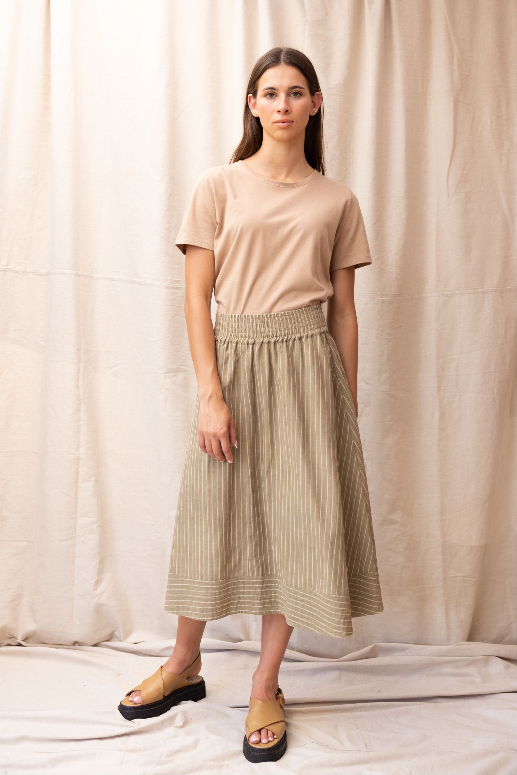 Cas Skirt | Moss Stripe | S