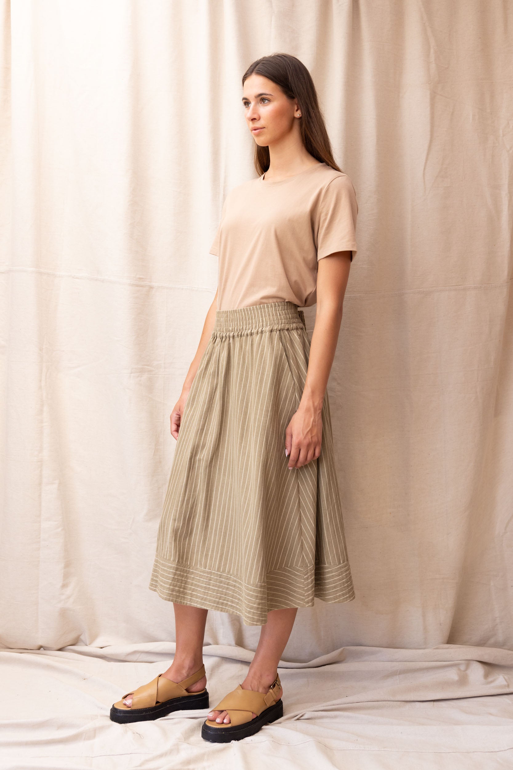 Cas Skirt | Moss Stripe | S