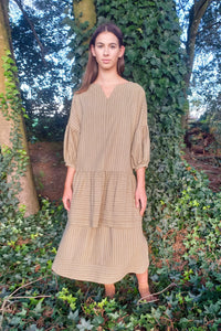 Hart Dress | Moss Stripe | M - ReCreate Clothing