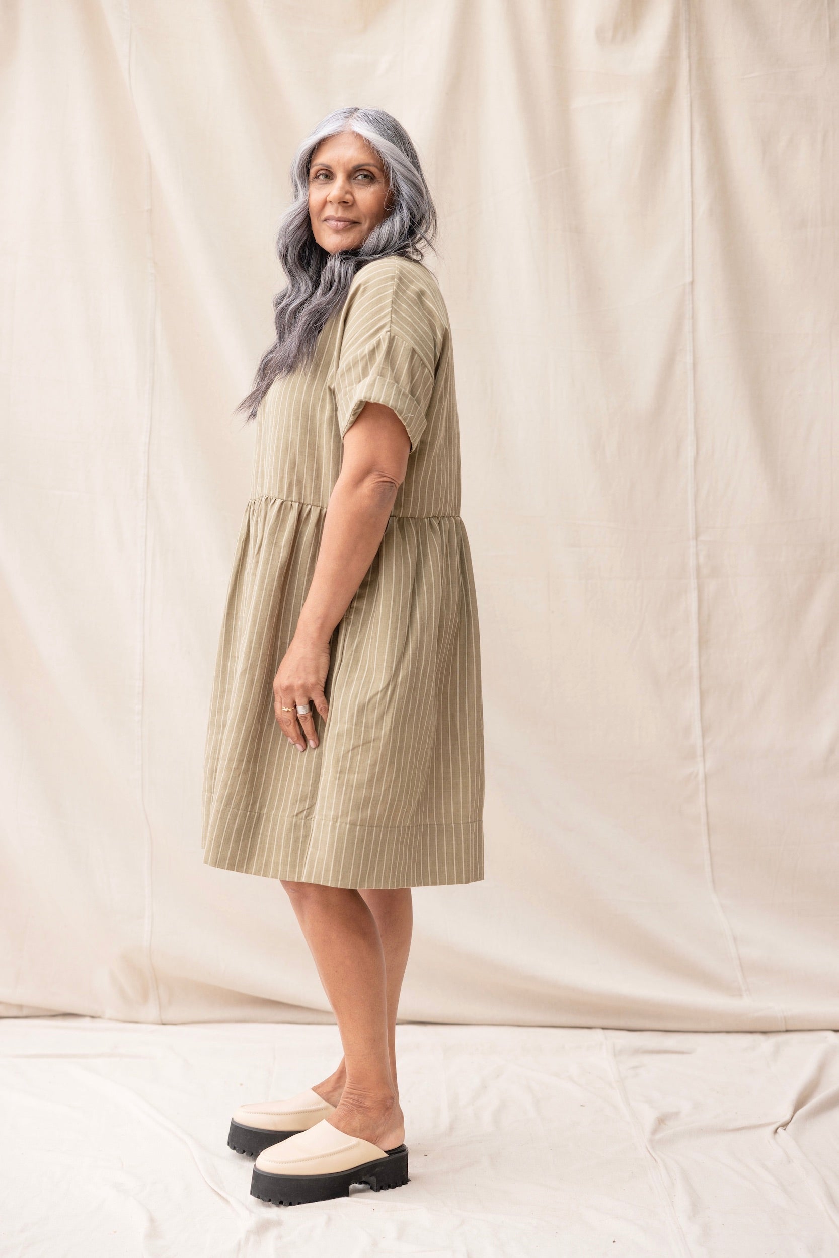 Hobby Dress | Moss Stripe | M