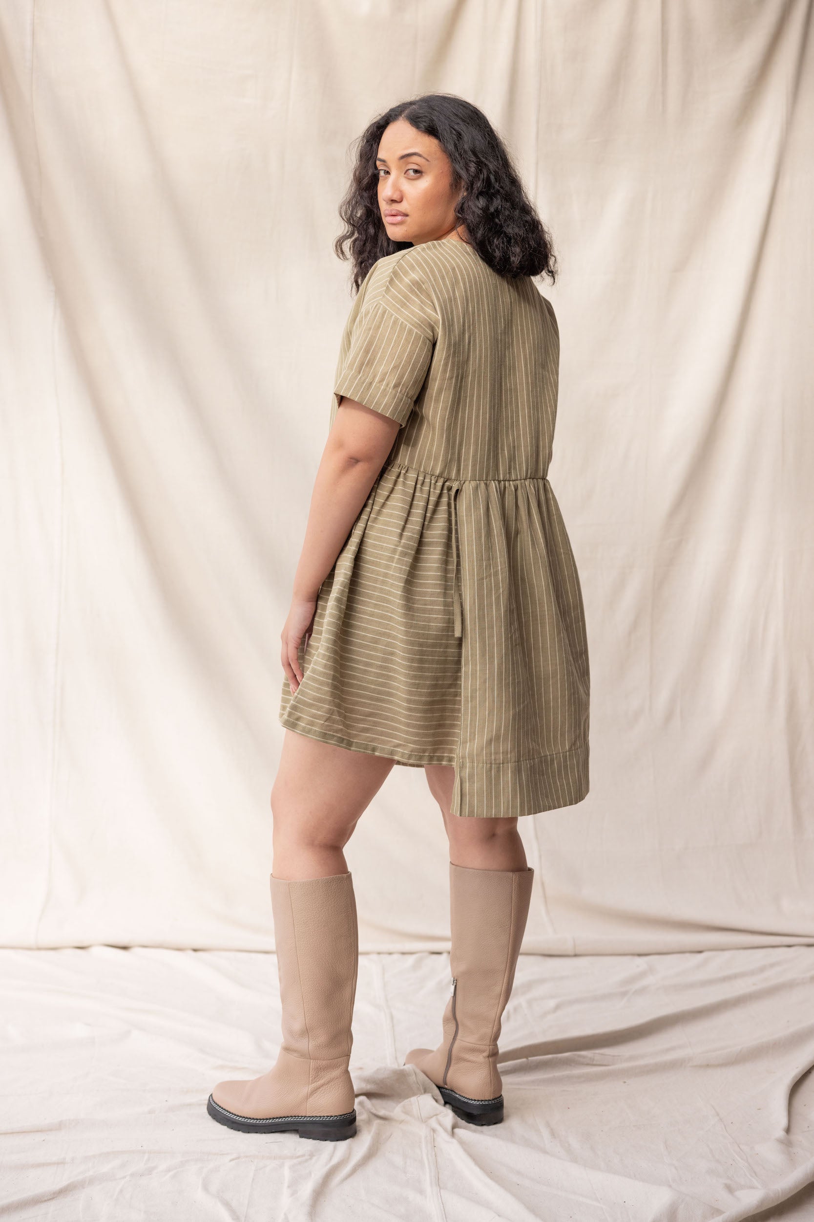 Hobby Dress | Moss Stripe | M