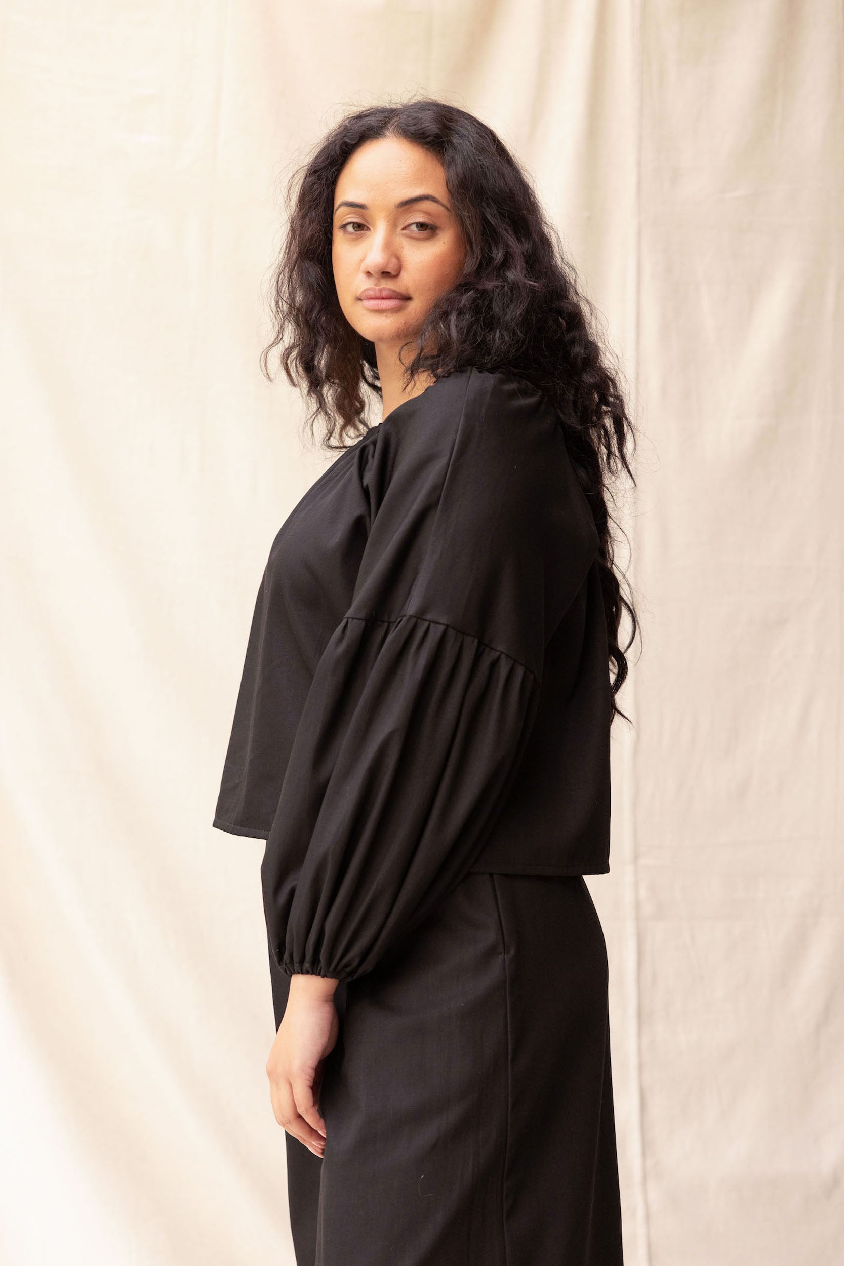 Mahina Denim Top | Black | M
