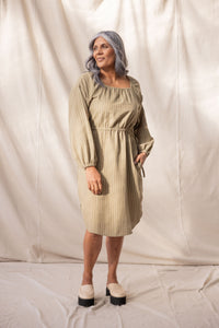 Rose Dress | Moss Stripe | M - ReCreate Clothing