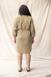 Rose Dress | Moss Stripe | M - ReCreate Clothing